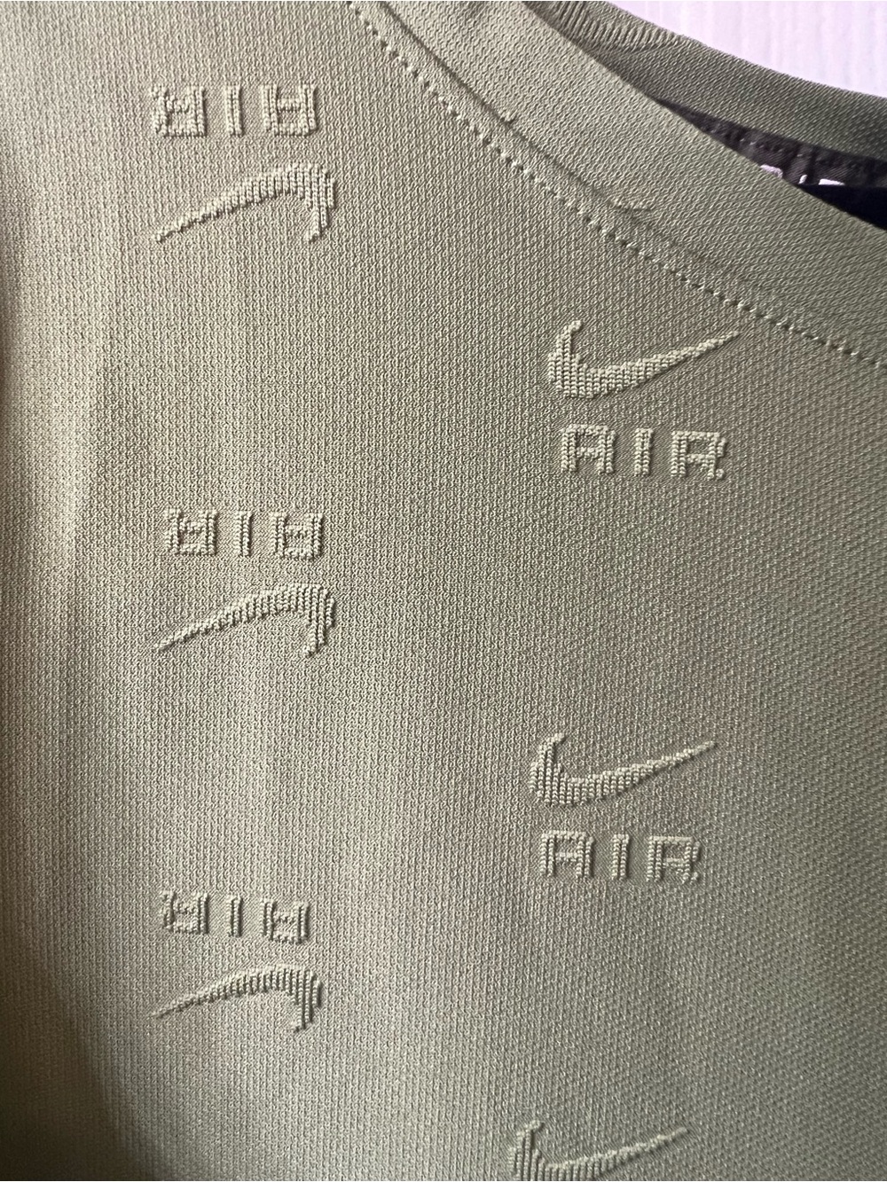 Nike Olive Green Long Sleeve Women's Top with Subtle Embossed Swoosh - Picture 3 of 5